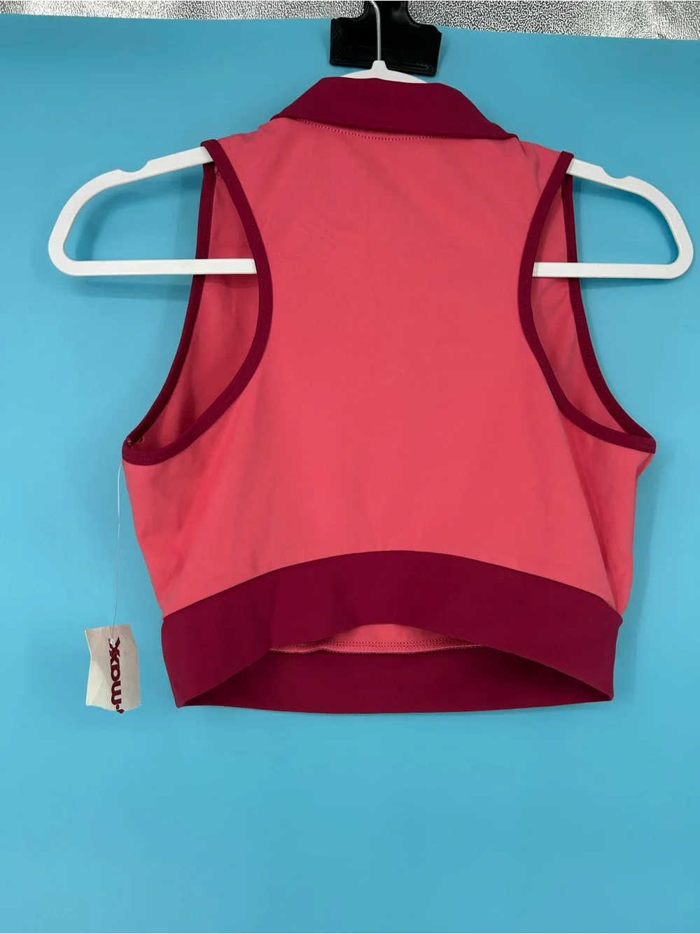 Sincerely Jules Active Pink &‎ Burgundy Zip Crop Tank Sz M